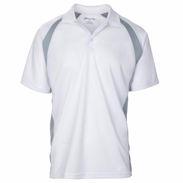 Dri-FIT Golf Shirts - Men’s Performance Unique Design - Standard Fit 6521 Short Sleeve Golf Shirt mygolfshirts Small WHITE/GREY 100 % POLYESTER, DRI-FIT