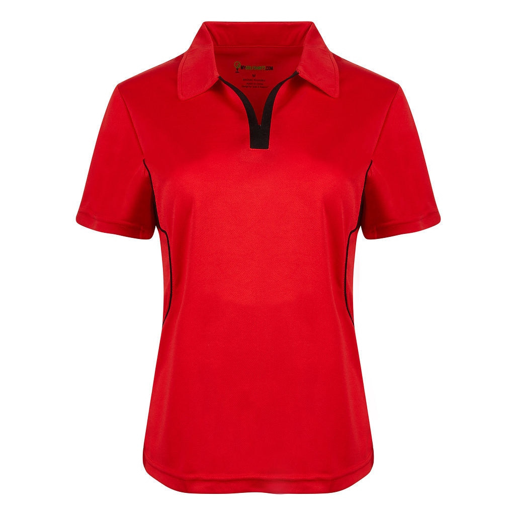 Game Redefined Cool Contrast Women French  Cut Short Sleeve Golf Shirt - mygolfshirts.com