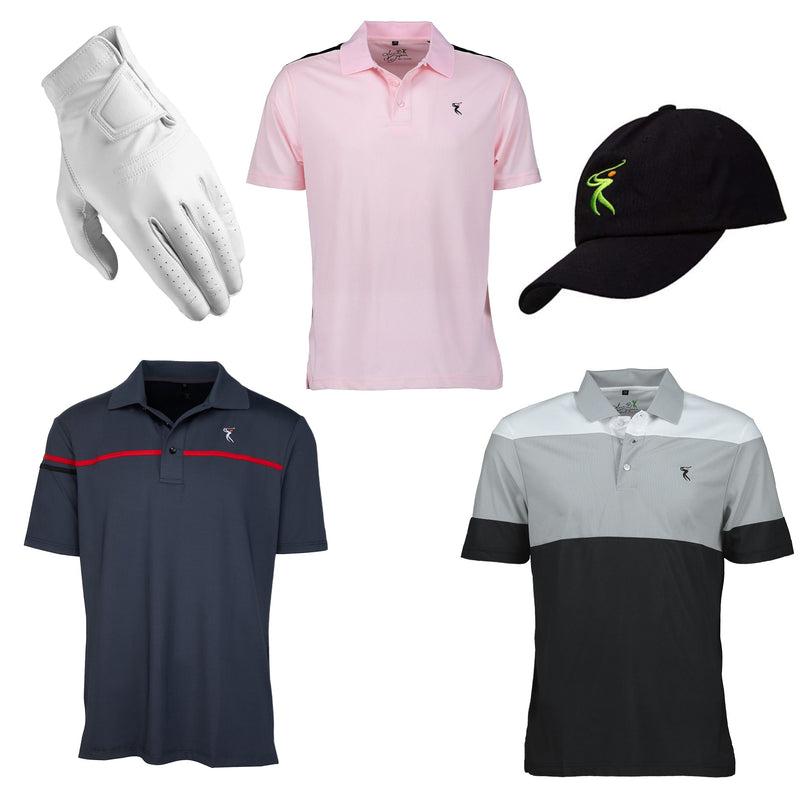 MEN'S DRI-FIT GOLF SHIRTS COMBO (Pack of 3) Golf Hat + Leather Glove For FREE!!!