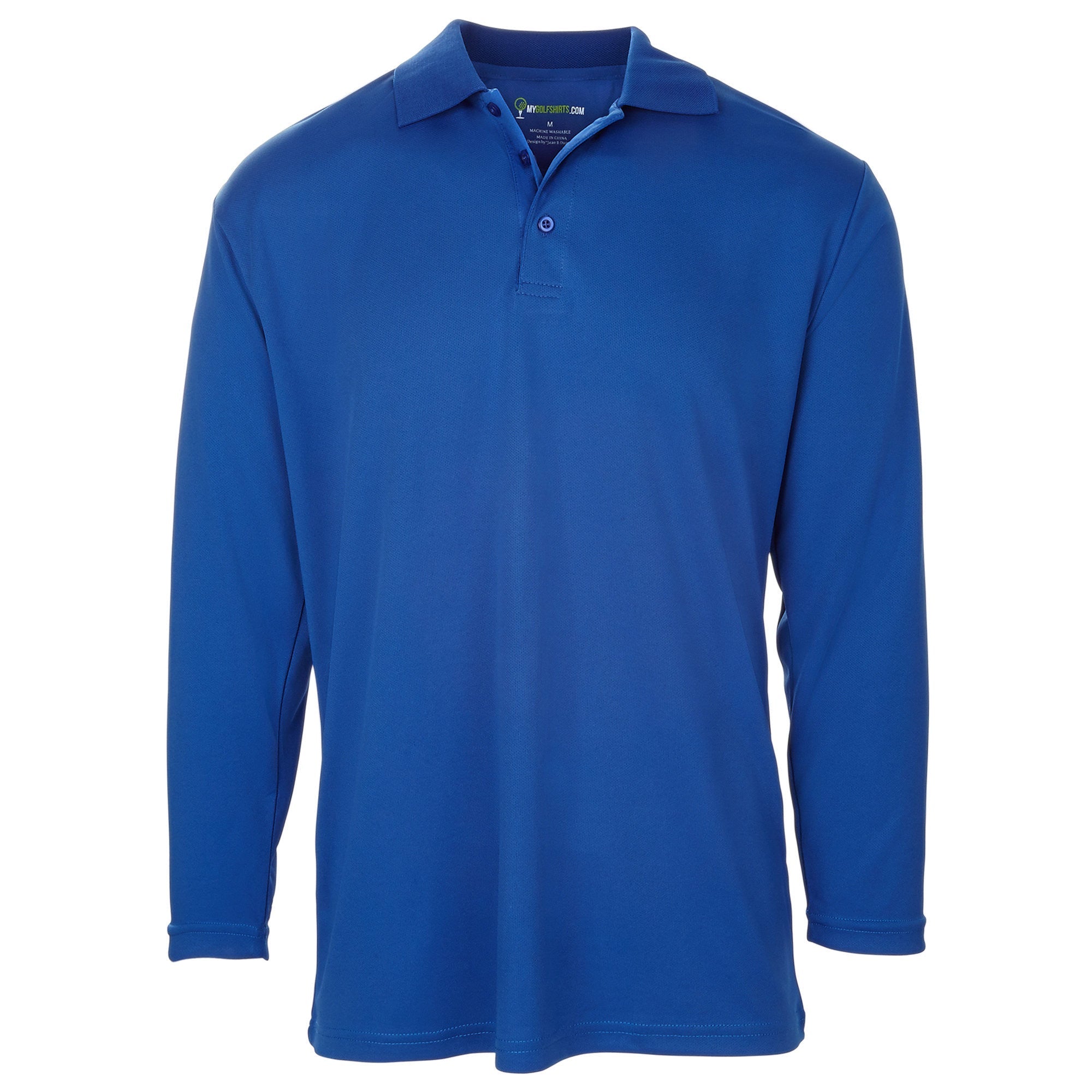 Dri-FIT Golf Shirts - Men’s Long Sleeve Solid - Standard Fit 6002 Long Sleeve Golf Shirt mygolfshirts Small Blue 100 % POLYESTER, DRI-FIT
