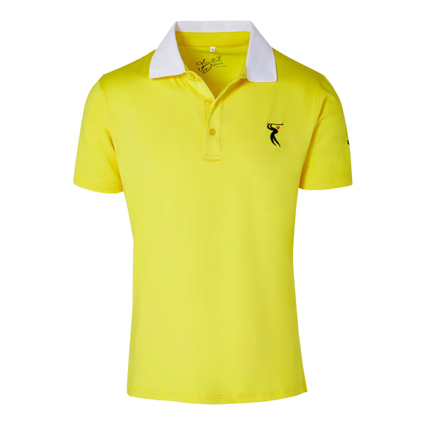 Dri-FIT Golf Shirts - Men's Bold White, Contrast Yellow Collared - Standard Fit  6501B - My Golf Shirts