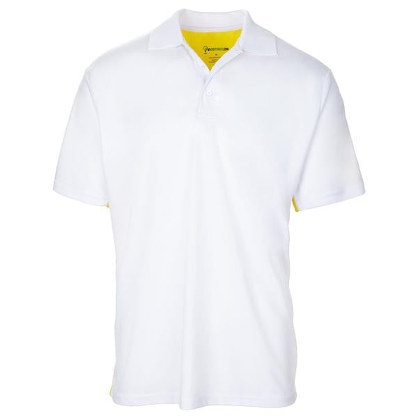 Dri-FIT Golf Shirts - Men’s Stylish Two-Sided - Standard Fit 6517 Short Sleeve Golf Shirt mygolfshirts Small WHITE/YELLOW 100 % POLYESTER, DRI-FIT
