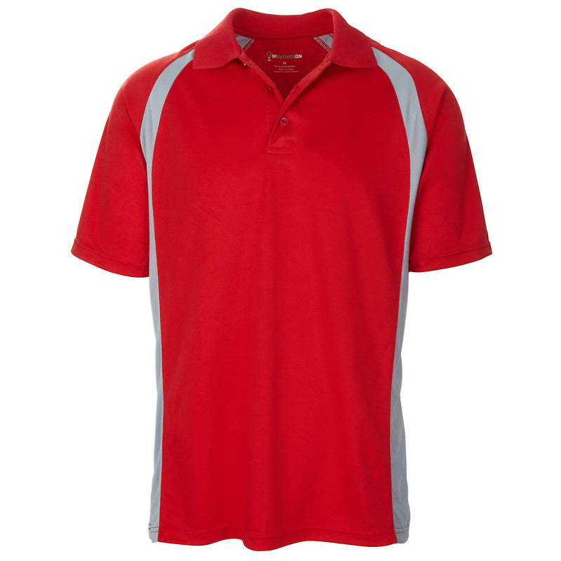 Dri-FIT Golf Shirts - Men’s Performance Unique Design - Standard Fit 6521 Short Sleeve Golf Shirt mygolfshirts Small RED/GREY 100 % POLYESTER, DRI-FIT