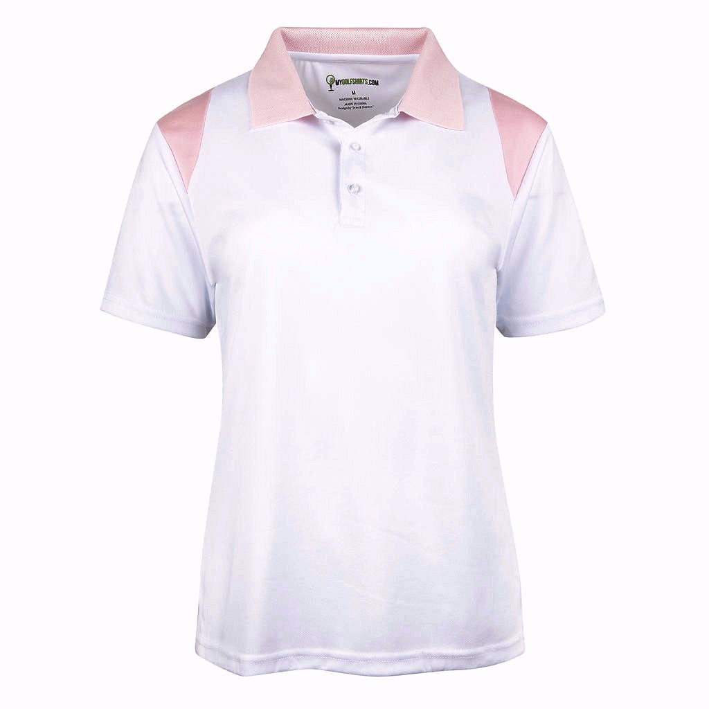 White women's golf shirts - mygolfshirts.com