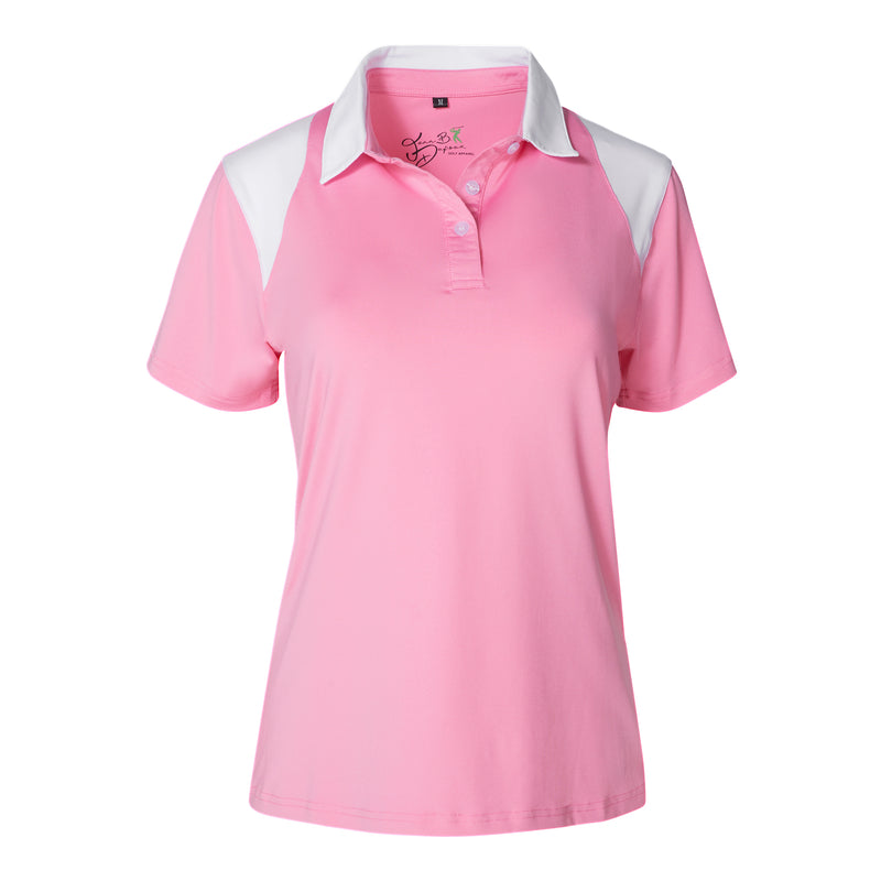 LLdress Womens Golf Shirts Printed Polo Shirts Short Sleeve Collared  Moisture Wicking Athletic Sport Shirts 047peach Pink Large