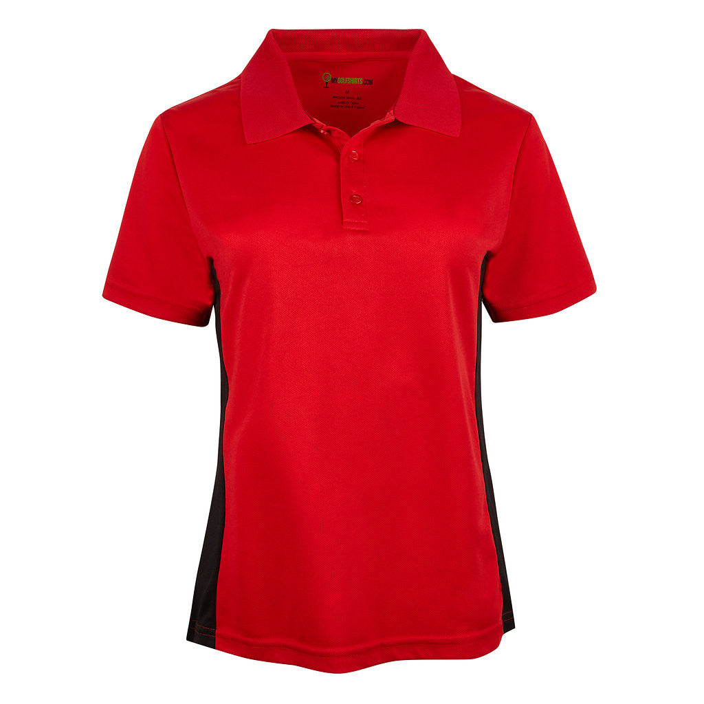 Dri-Fit Red women's golf shirts - mygolfshirts.com