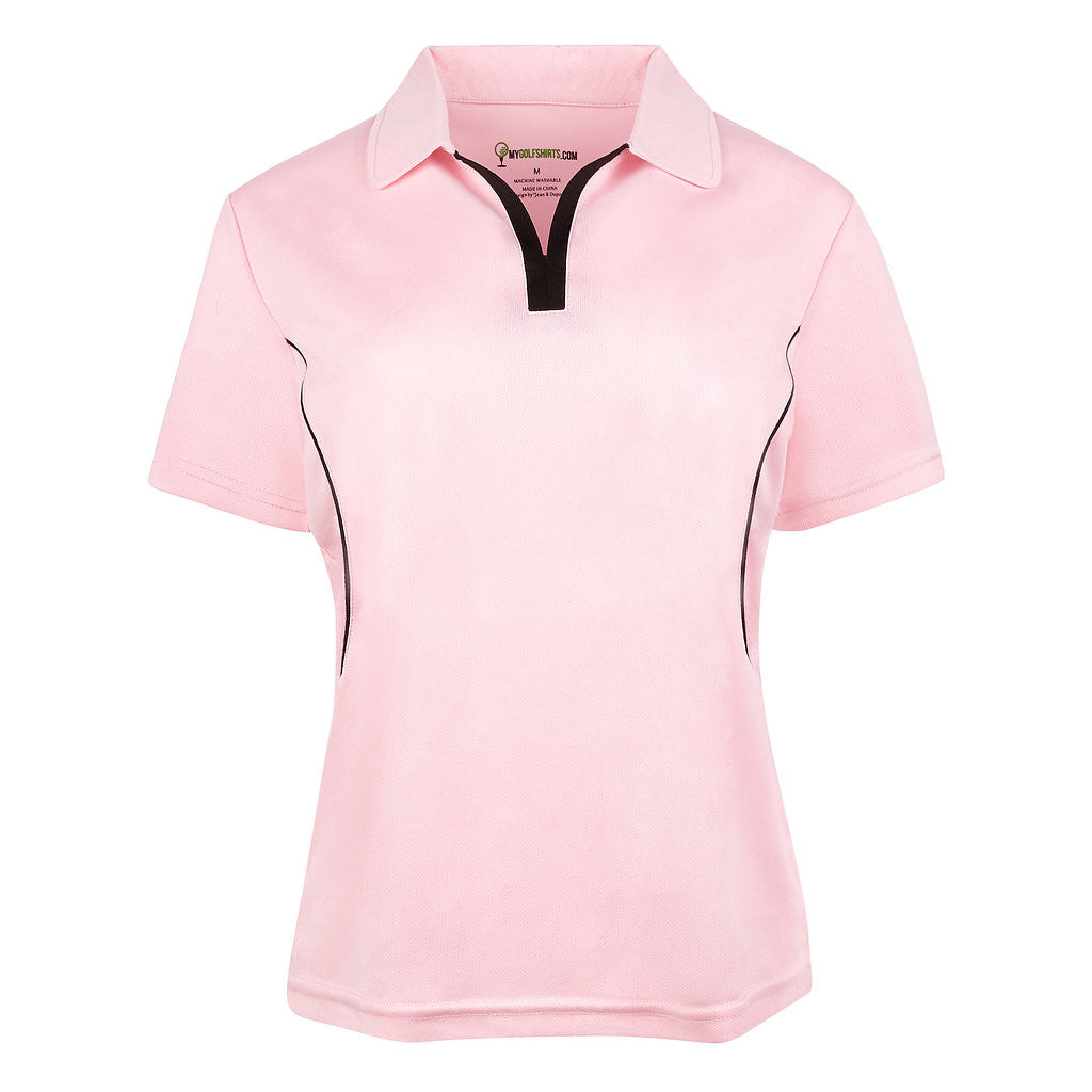 Game Redefined Cool Contrast Women French  Cut Short Sleeve Golf Shirt - mygolfshirts.com