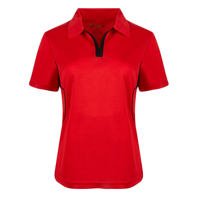 Game Redefined Cool Contrast Women French  Cut Short Sleeve Golf Shirt - mygolfshirts.com