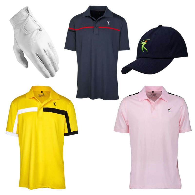 Pack of 3 - Men's Golf Shirt Combo (Get Golf Hat & Leather Glove For FREE !!!)